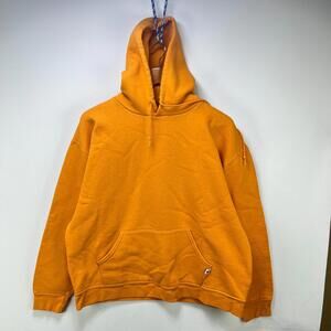 Vintage Russell Athletic Blank Orange Hoodie XL Y2K